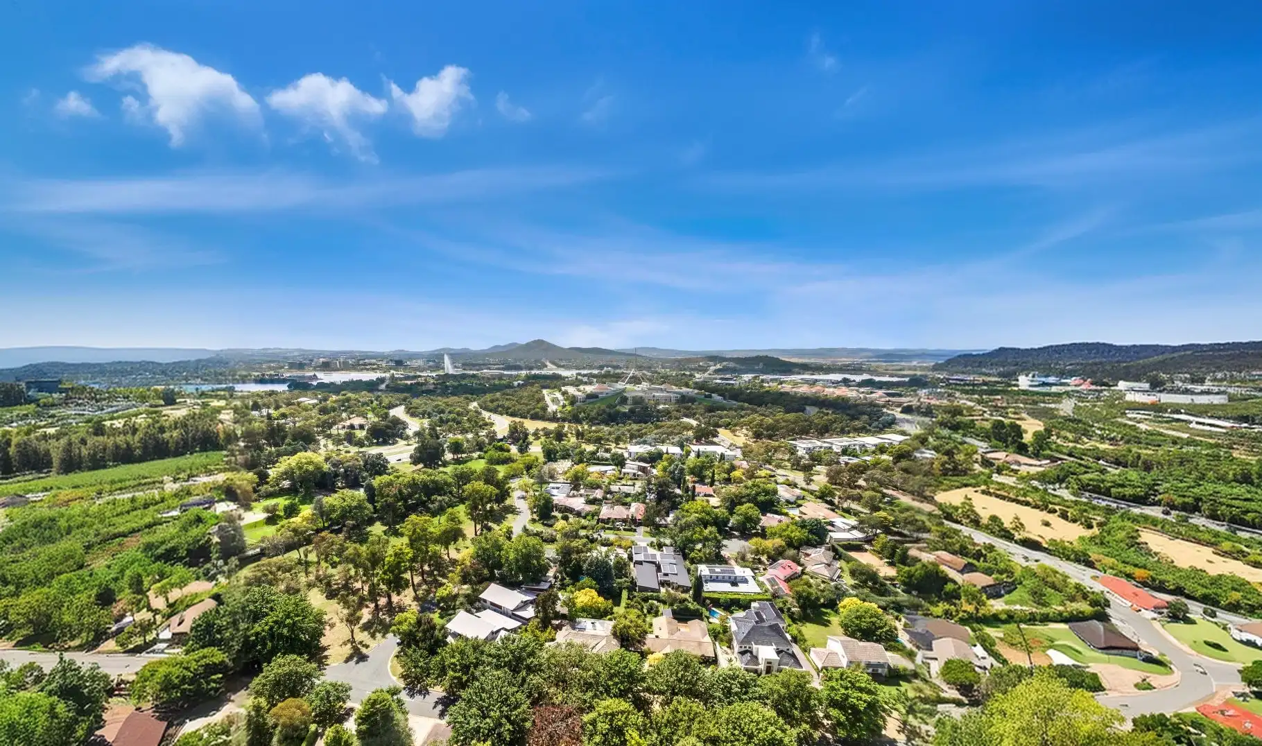 Aerial view of Canberra suburbs